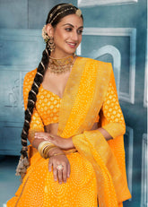 Yellow Weightless Bandhani Print Saree